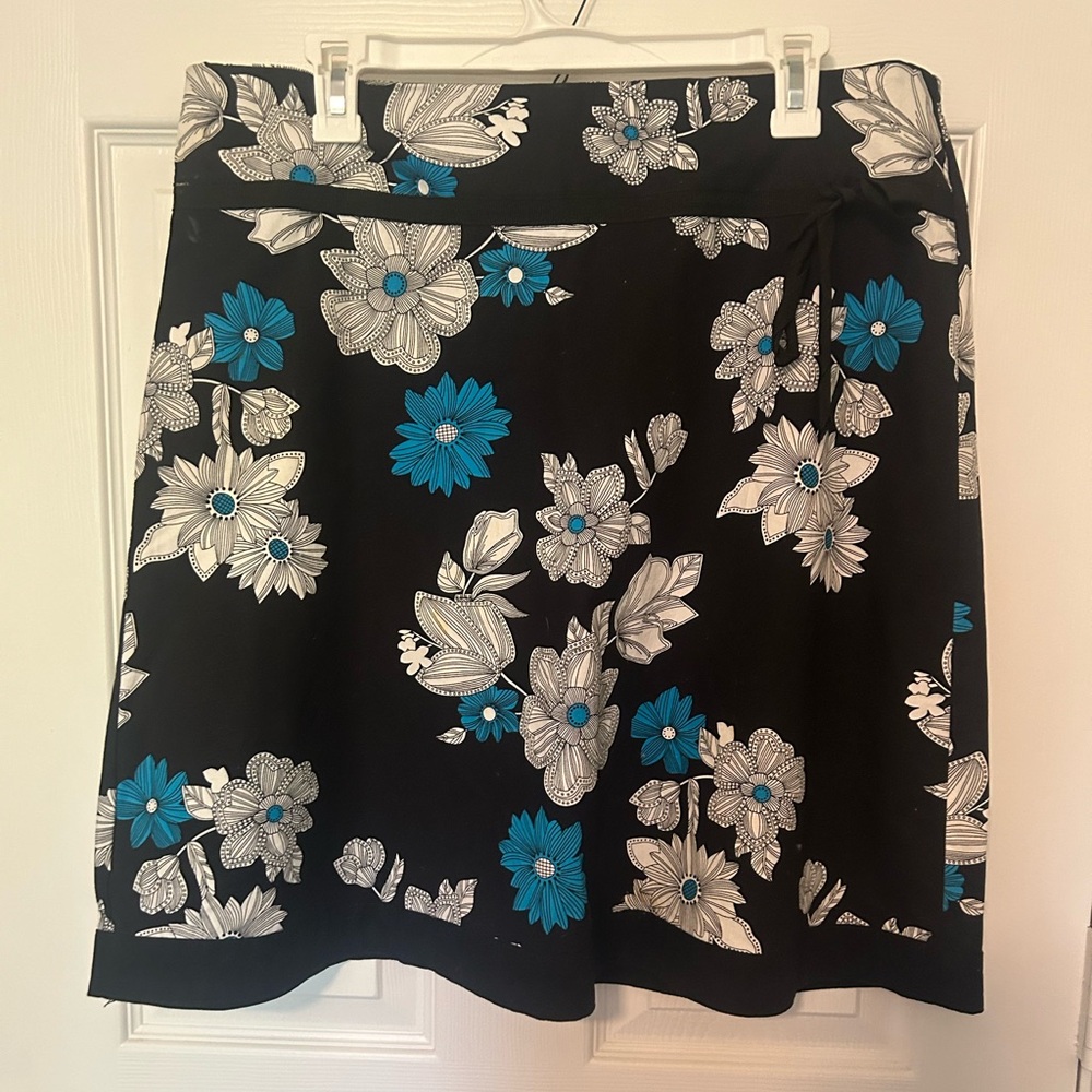 MIKK Couture A-Line Black & Electric Blue Floral Print Skirt